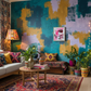 Abstract painting in a colourful home
