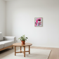Abstract painting in oak floating frame